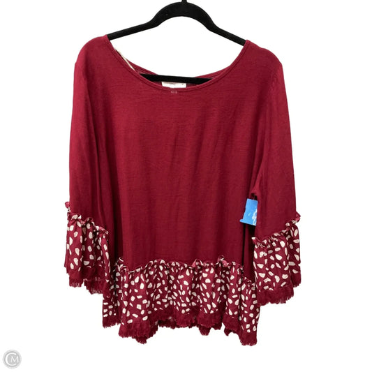 Top Long Sleeve By Umgee In Red & White, Size: 2x