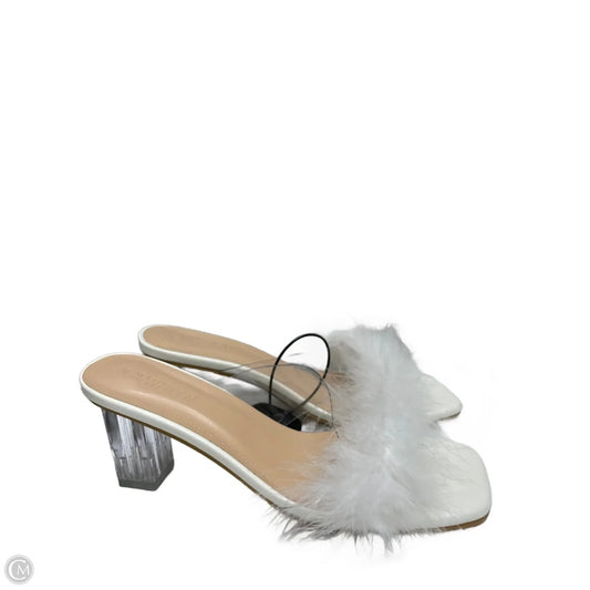 Sandals Heels Block By Fashion -  In Tan & White, Size: 9.5