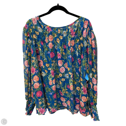 Blouse Long Sleeve By Terra & Sky In Floral Print, Size: 2x