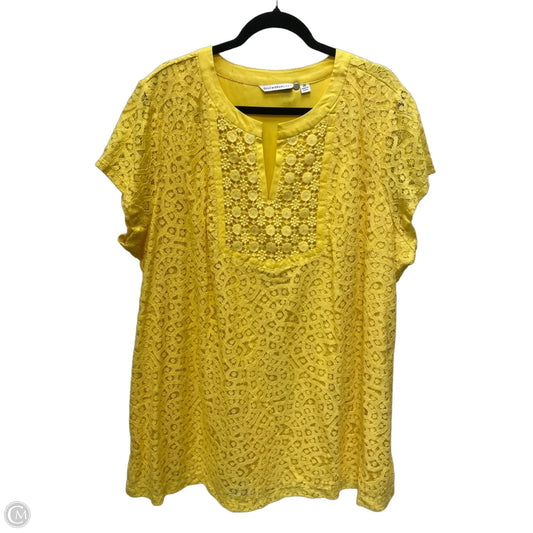 Top ShortSleeve By Isaac Mizrahi Live Qvc In Yellow, Size: 3x
