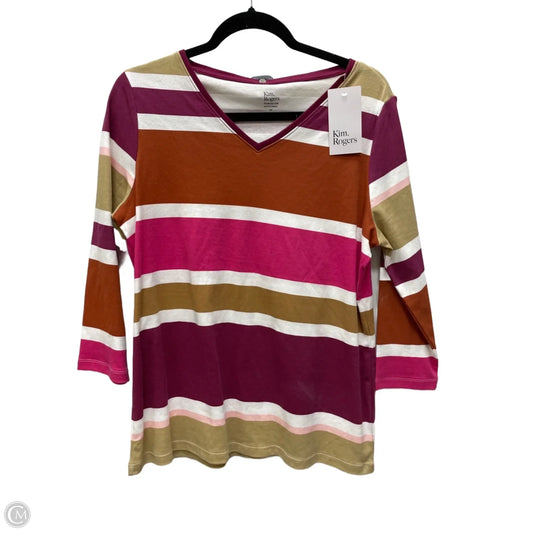 Top Long Sleeve By Kim Rogers In Striped Pattern, Size: M