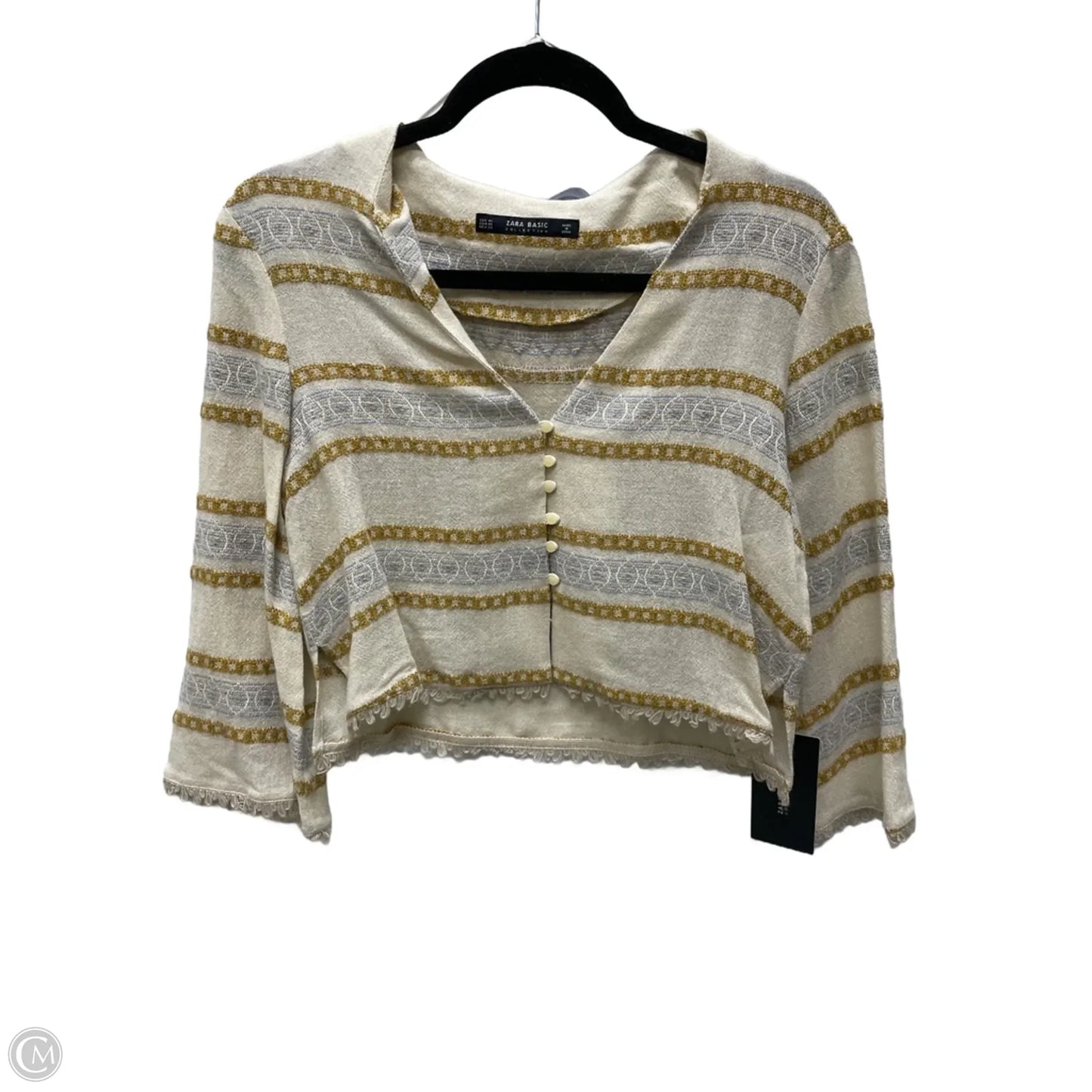 Top 3/4 Sleeve By Zara Basic In Beige, Size: Xs