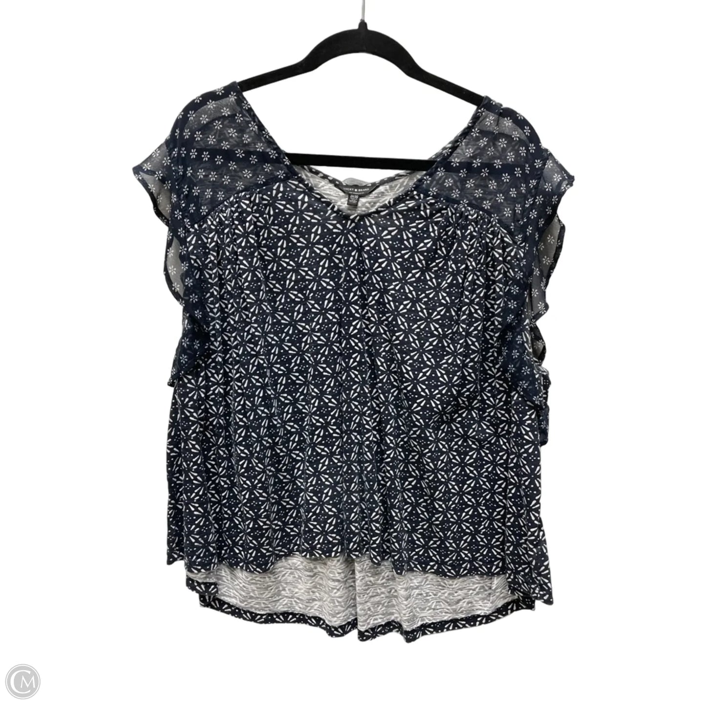 Top Sleeveless By Lucky Brand In Blue & White, Size: 3x