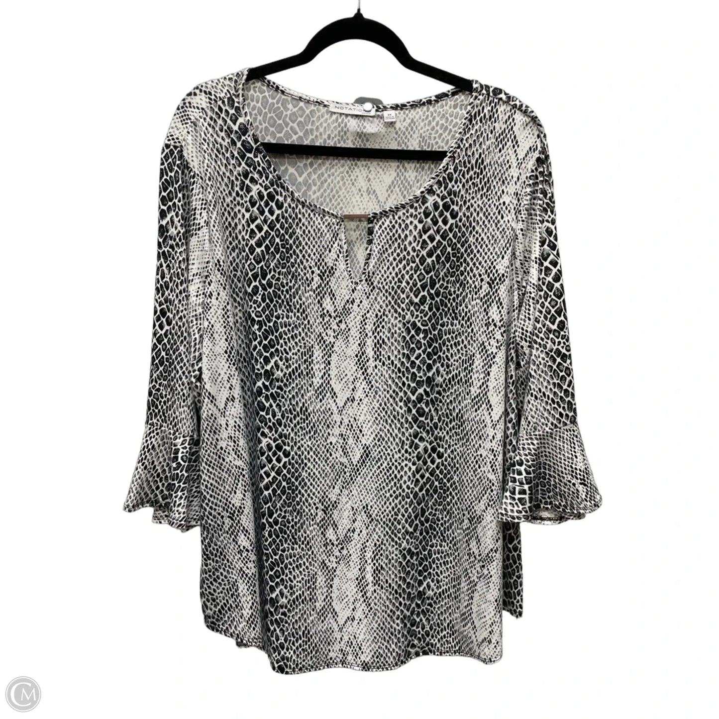 Top Long Sleeve By Notations In Animal Print, Size: 3x