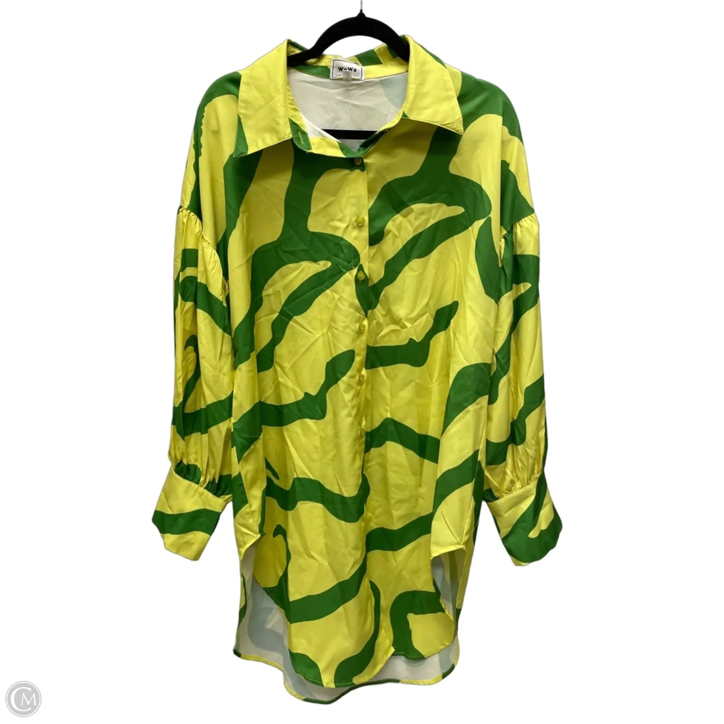 Tunic Long Sleeve By Clothes Mentor In Green & Yellow, Size: 1x