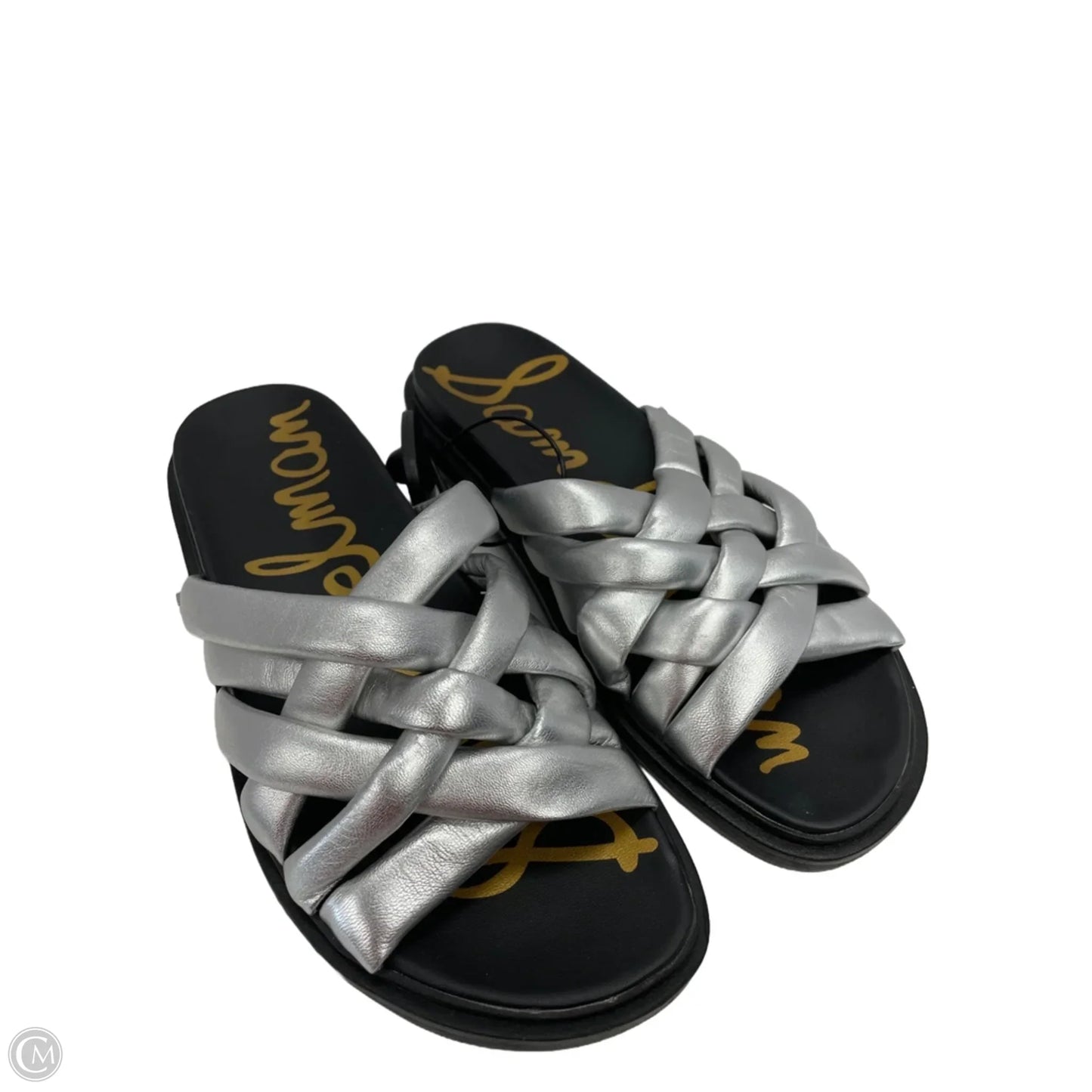Sandals Flats By Sam Edelman In Black & Silver, Size: 8.5