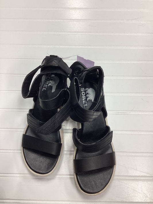 Sandals Heels Wedge By Sorel In Black, Size:6.5
