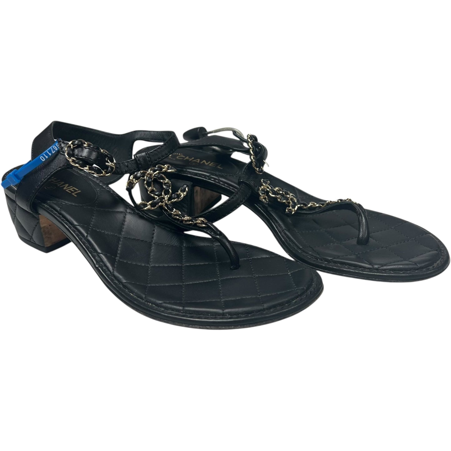 Sandals Luxury Designer By Chanel In Black, Size: 6