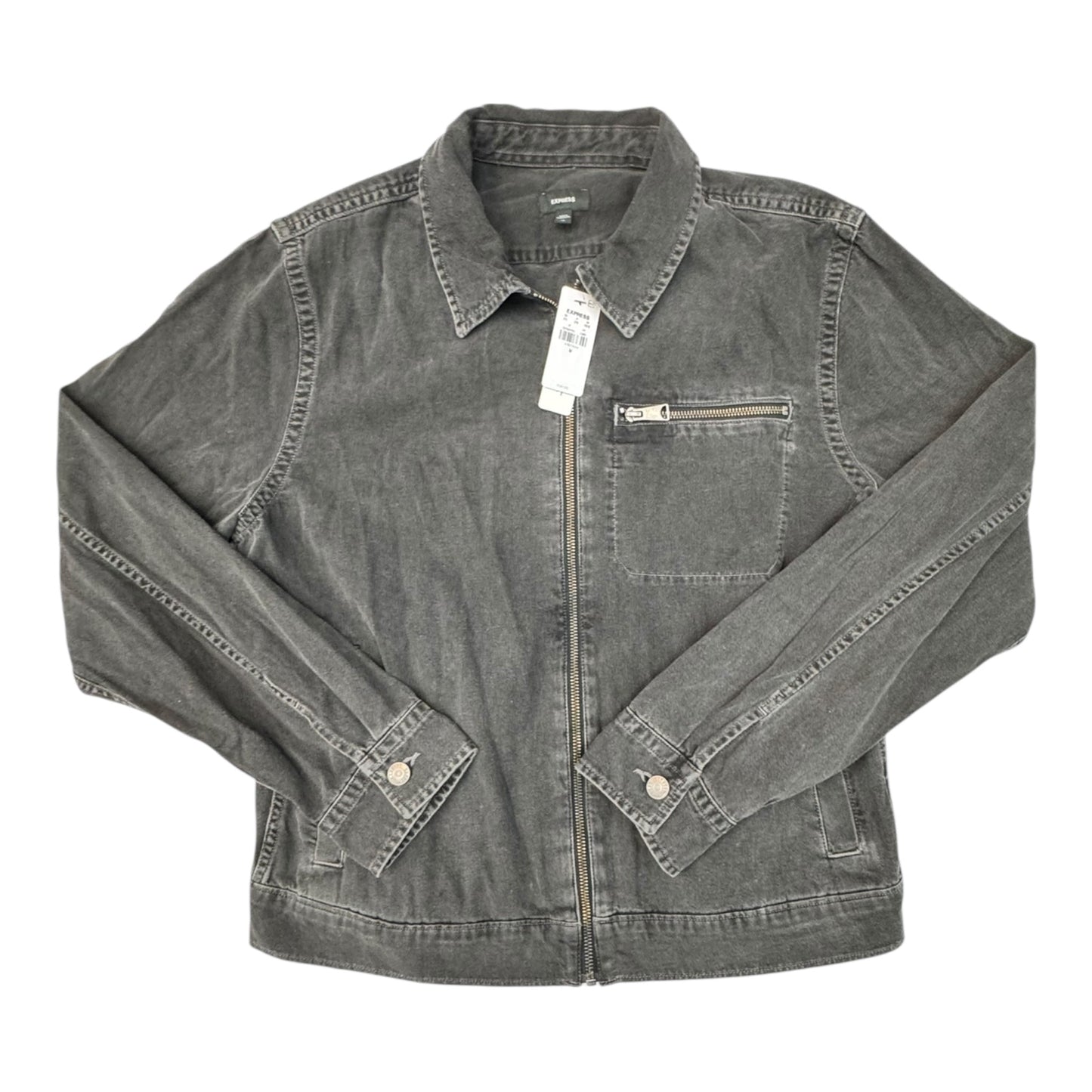 Jacket Denim By Express In Black Denim, Size:M