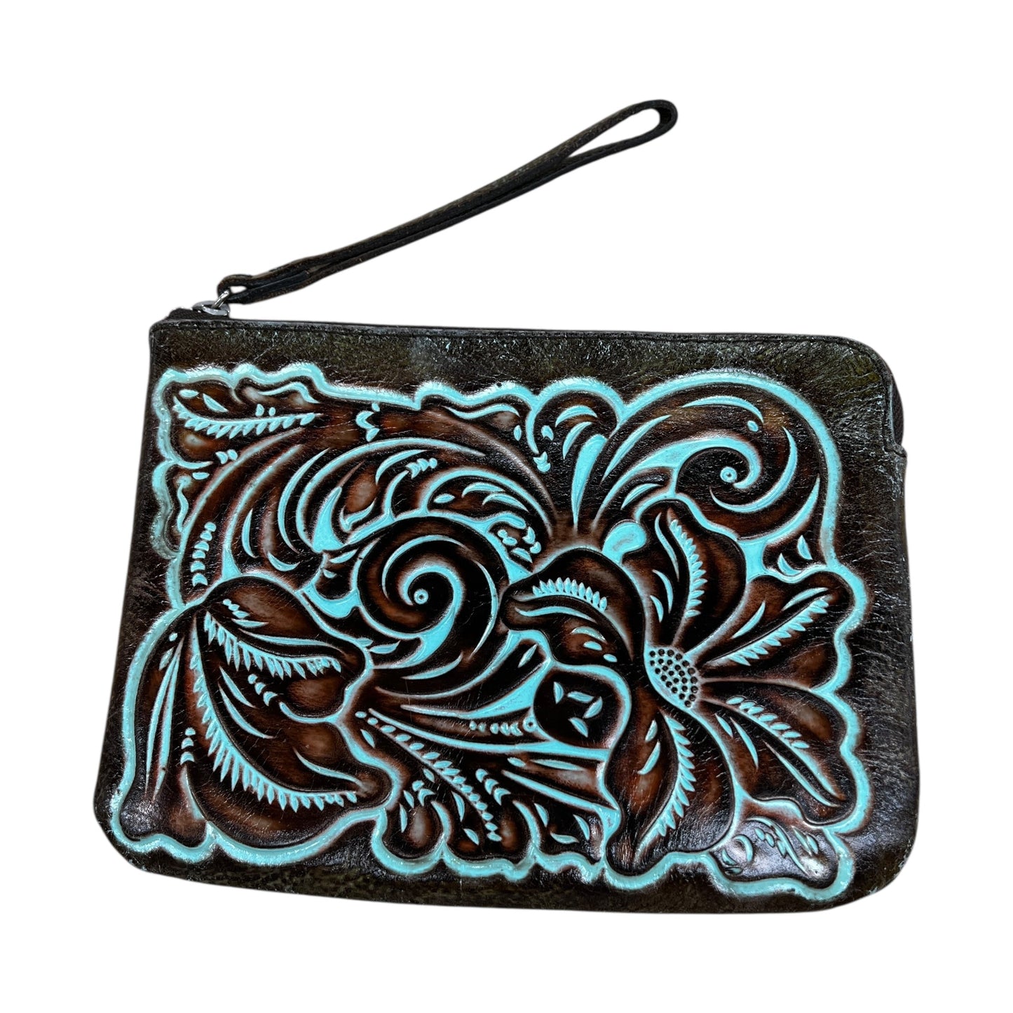 Wristlet Designer By Patricia Nash In Blue & Brown, Size:Medium