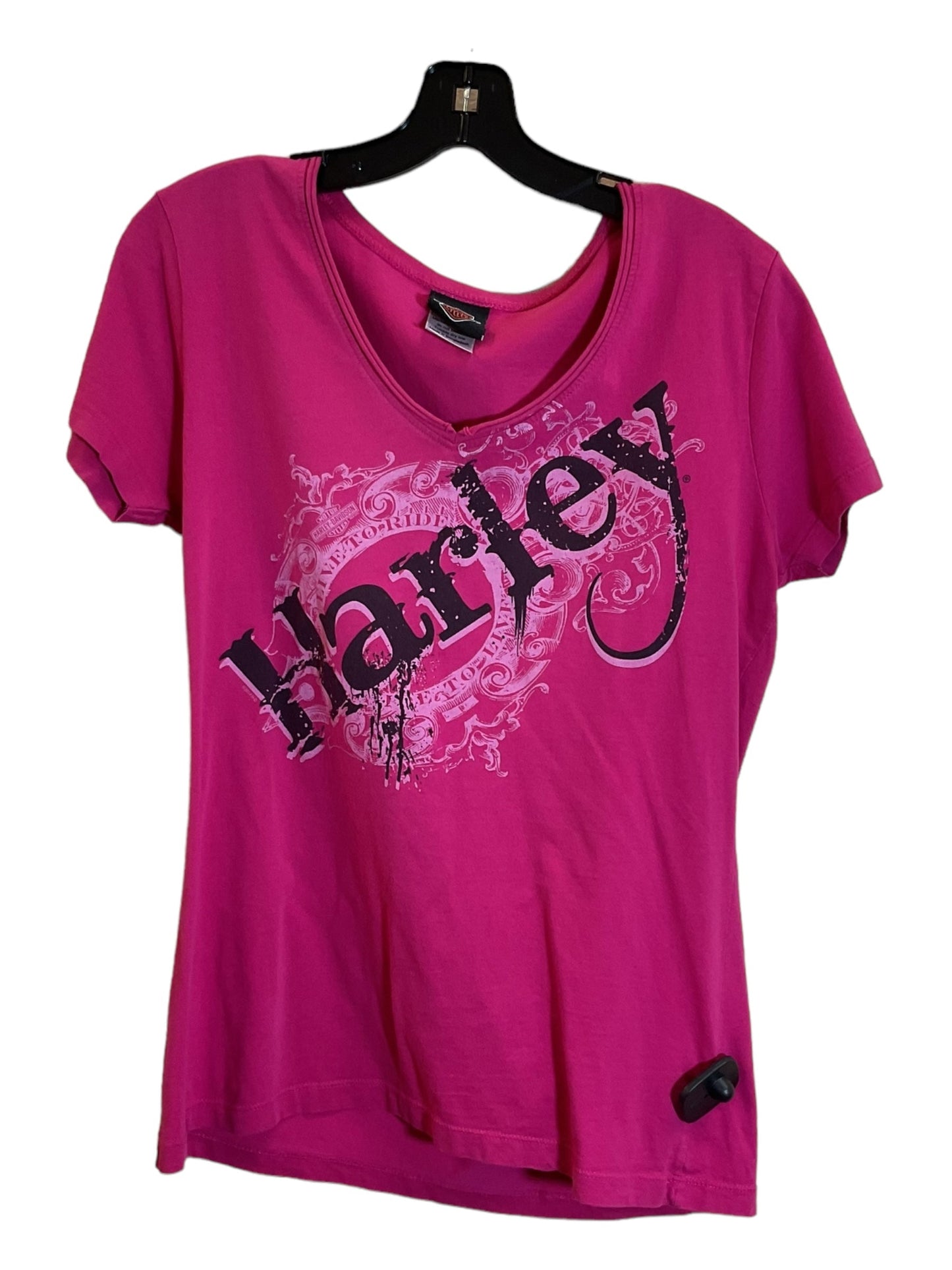 Pink Top Short Sleeve Harley Davidson, Size L