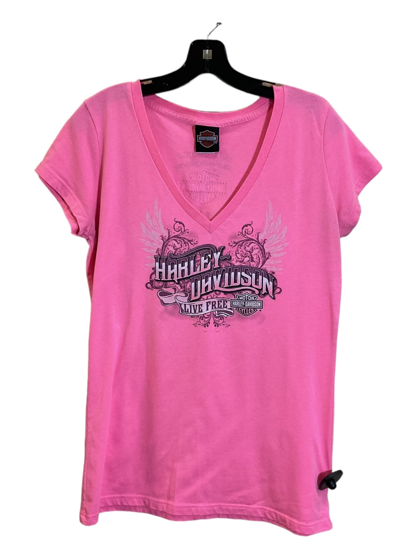 Pink Top Short Sleeve Harley Davidson, Size Xl