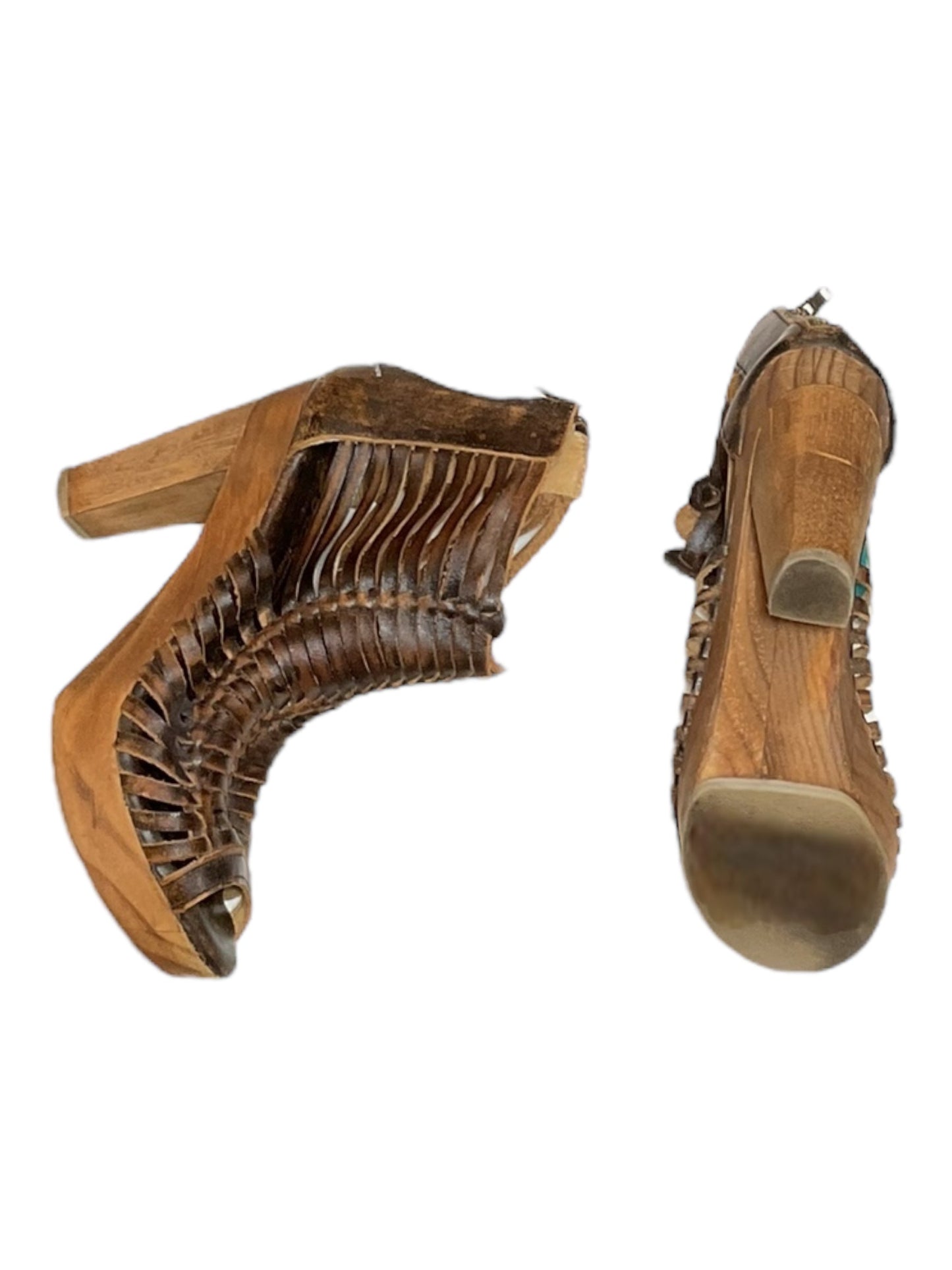 Brown Sandals Heels Block Sbicca, Size 9