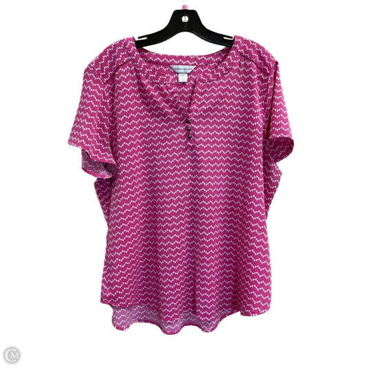 Top Short Sleeve By Christopher And Banks In Pink, Size: Xl