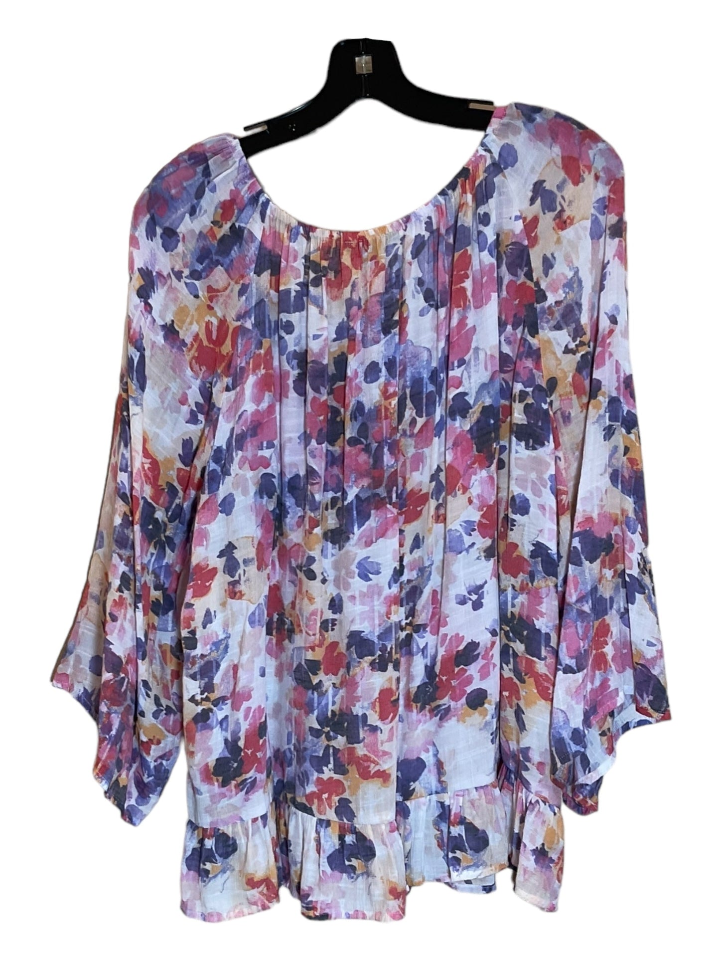 Floral Print Top Long Sleeve Zac And Rachel, Size 1x