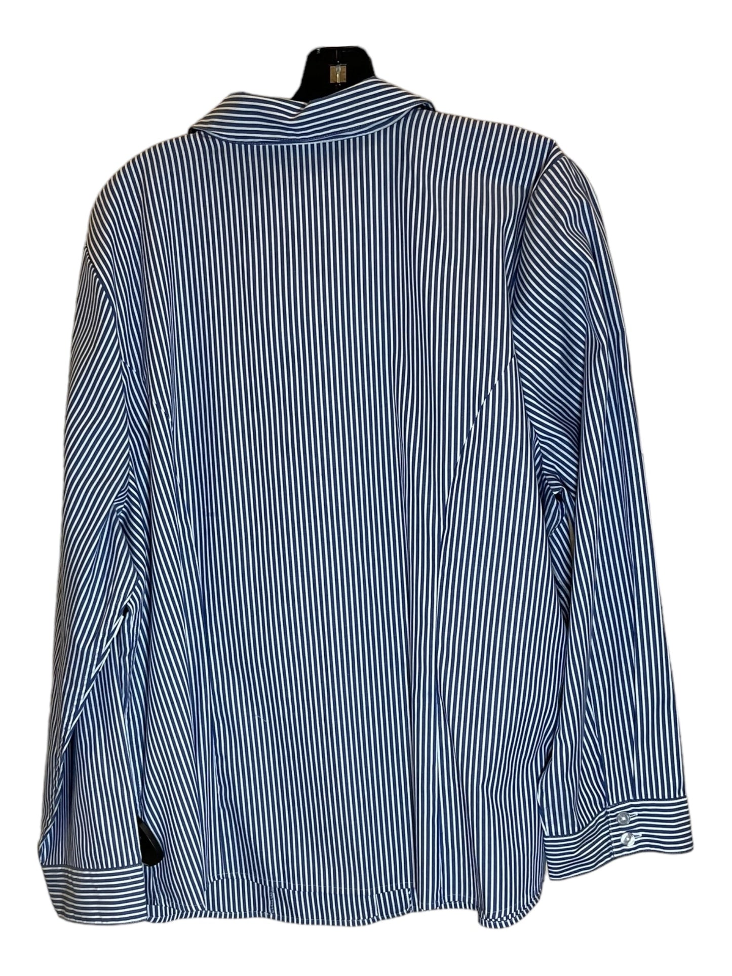 Striped Pattern Blouse Long Sleeve Cj Banks, Size 2x