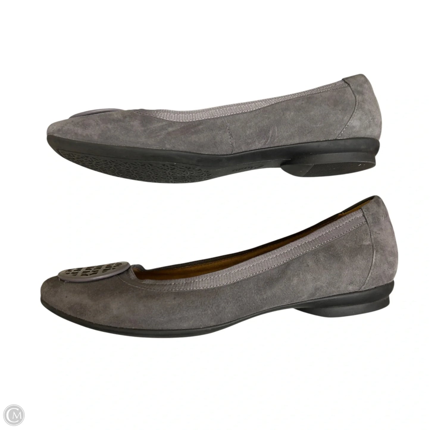 Shoes Flats By Clarks In Grey, Size: 8
