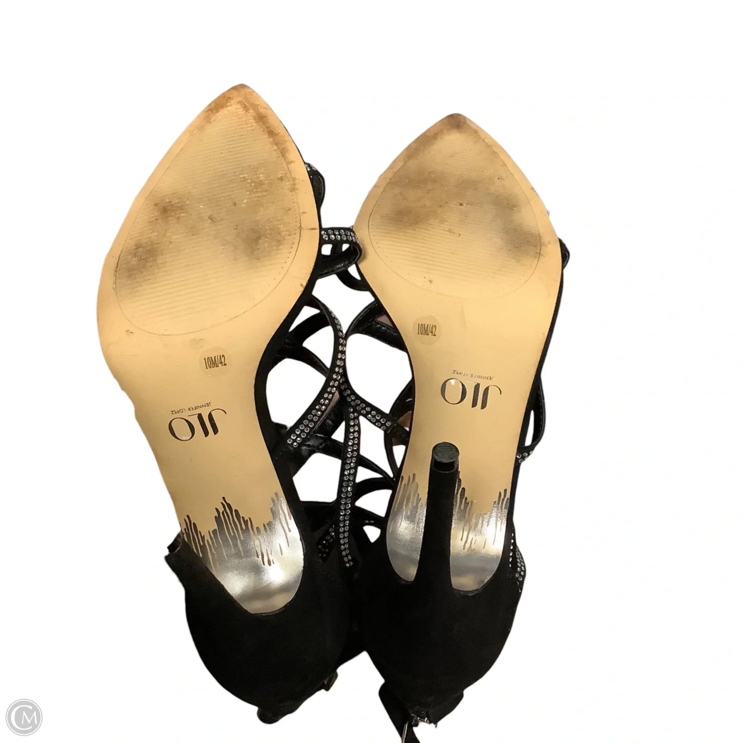 Shoes Heels Stiletto By Jennifer Lopez In Black & Silver, Size: 10