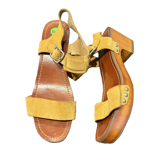 Yellow Sandals Heels Block By Lucky Brand, Size: 8.5