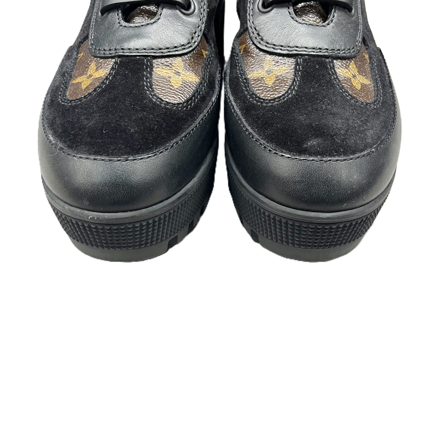 Black & Brown Boots Luxury Designer By Louis Vuitton, Size: 6.5