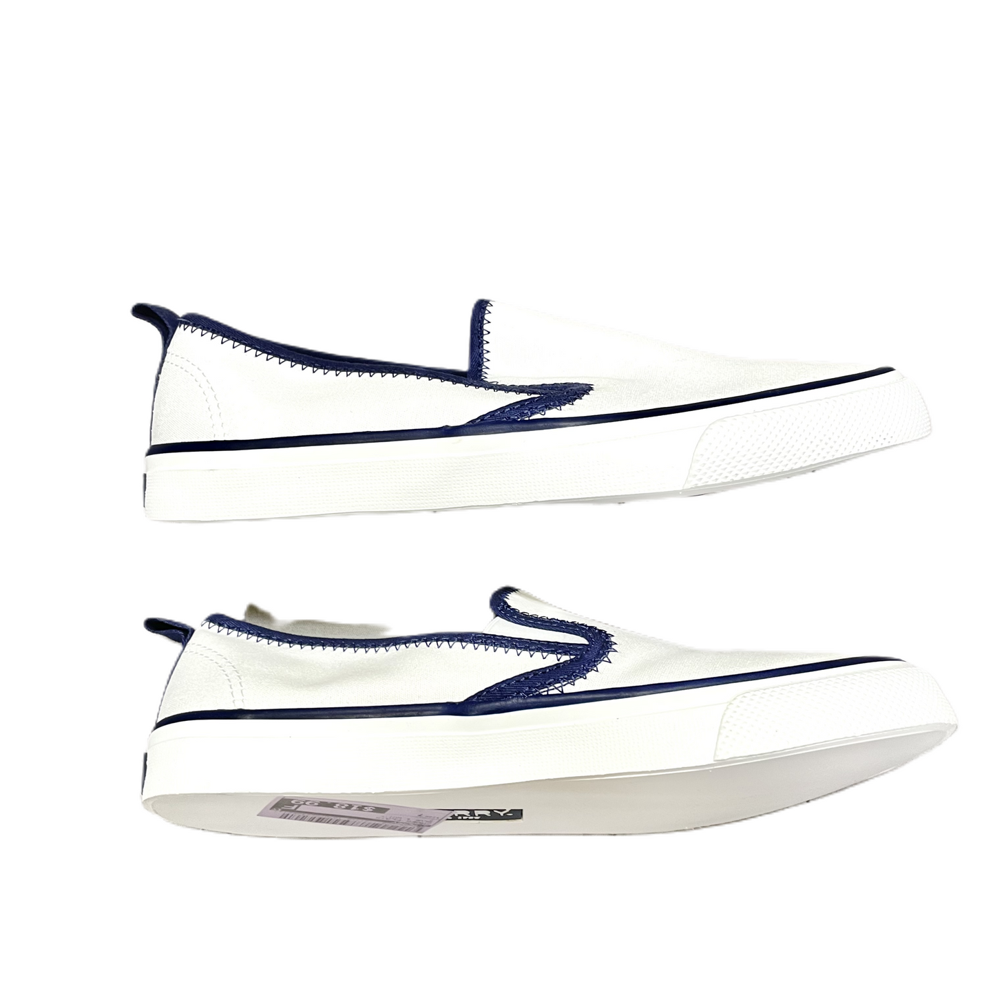 Blue & White Shoes Flats By Sperry, Size: 7