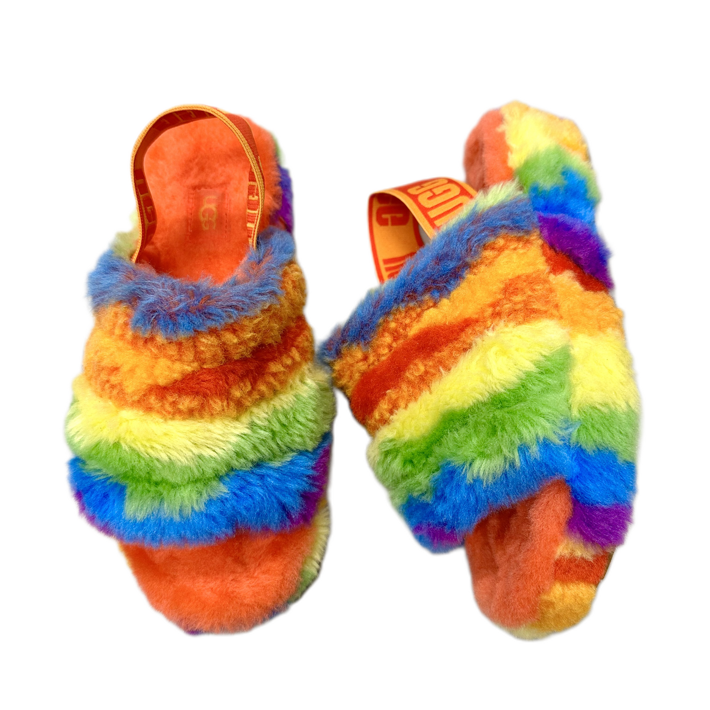 Slippers Designer By Ugg In Rainbow Print, Size: 5