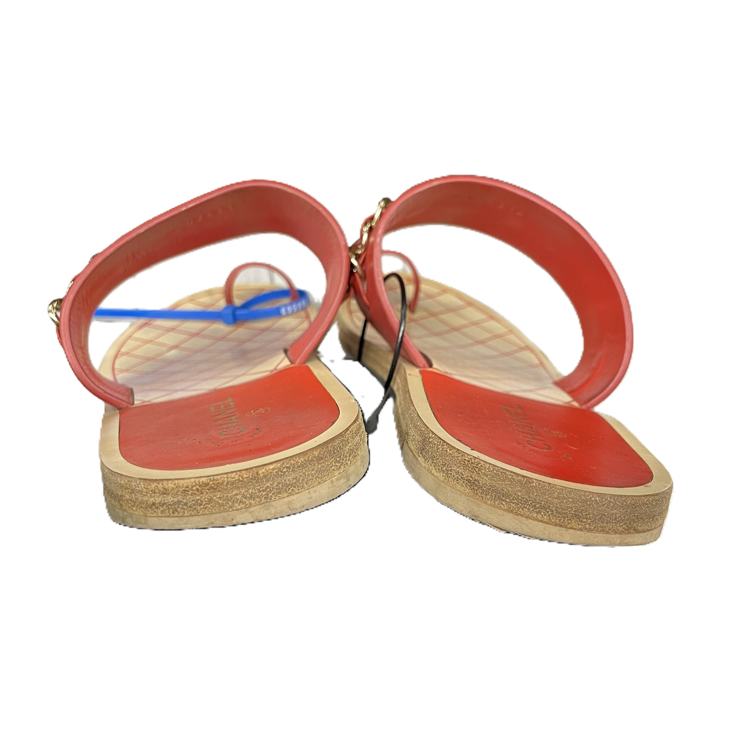 Sandals Luxury Designer By Chanel In Orange, Size: 7