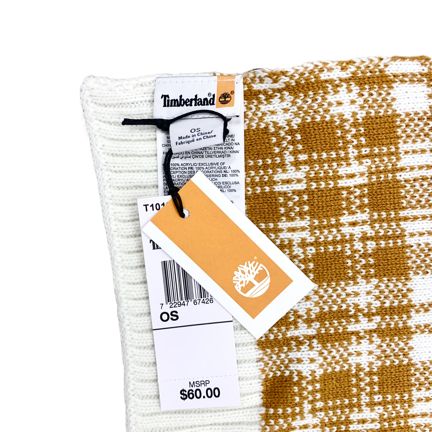 Scarf Winter By Timberland In Tan & White