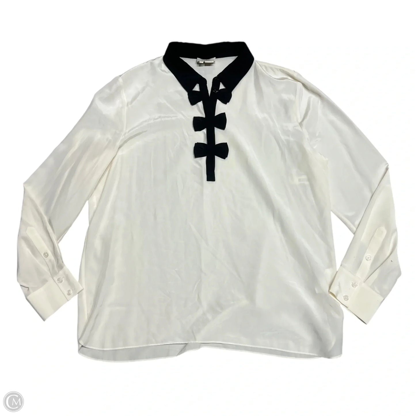 Top Long Sleeve Designer By Kate Spade In Black & Cream, Size: Xl