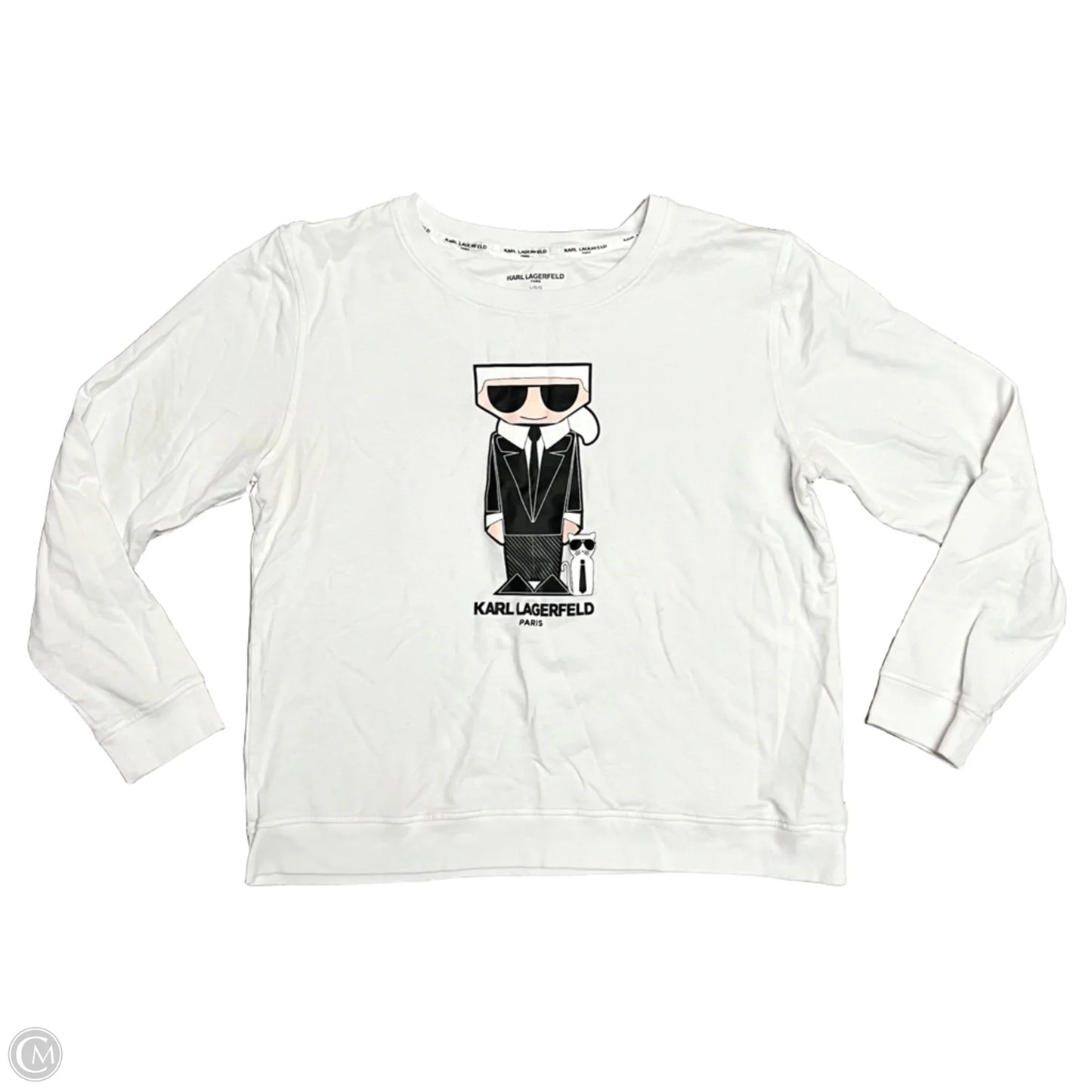 Sweatshirt Designer By Karl Lagerfeld In White, Size: L