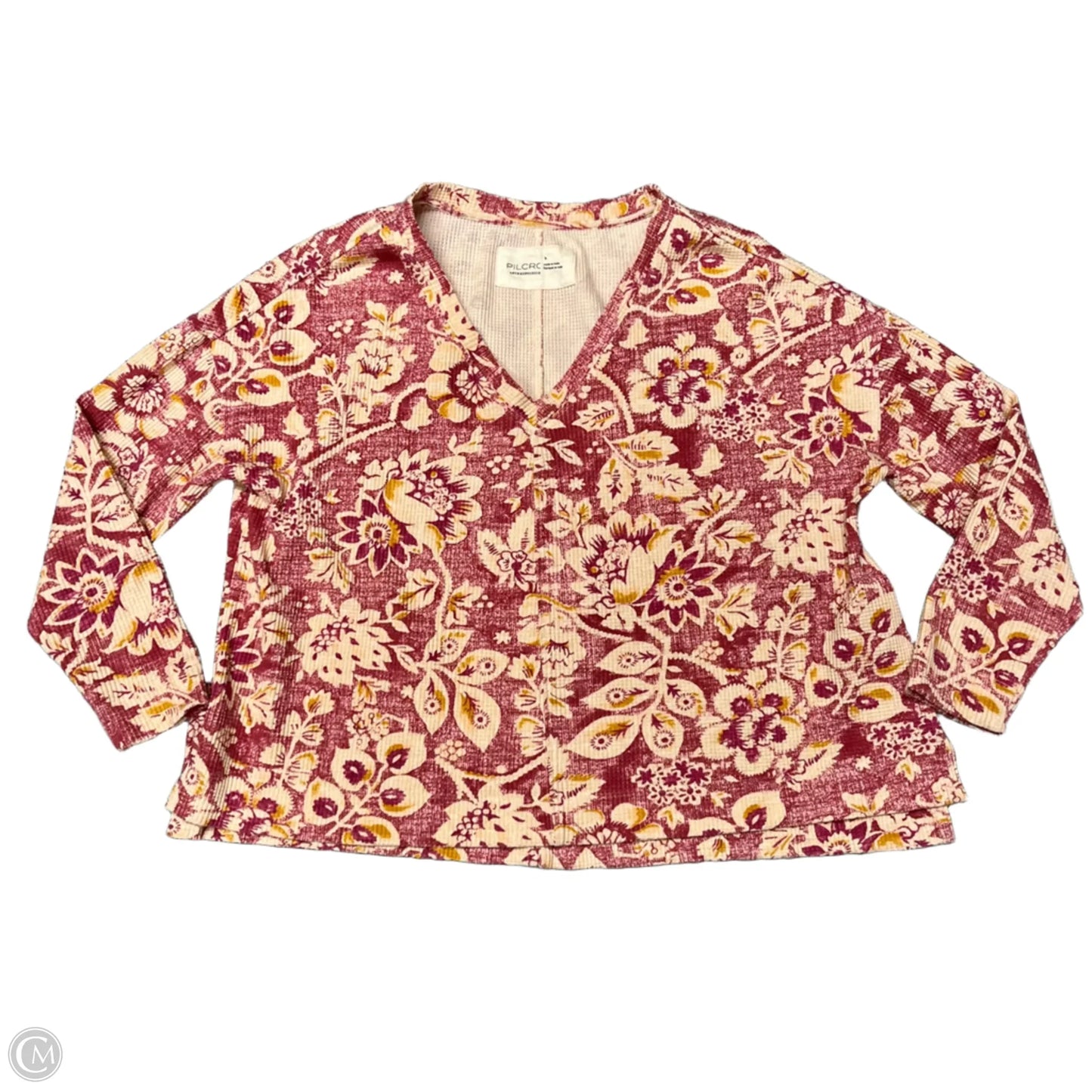 Top Long Sleeve By Pilcro In Red & Tan, Size: S