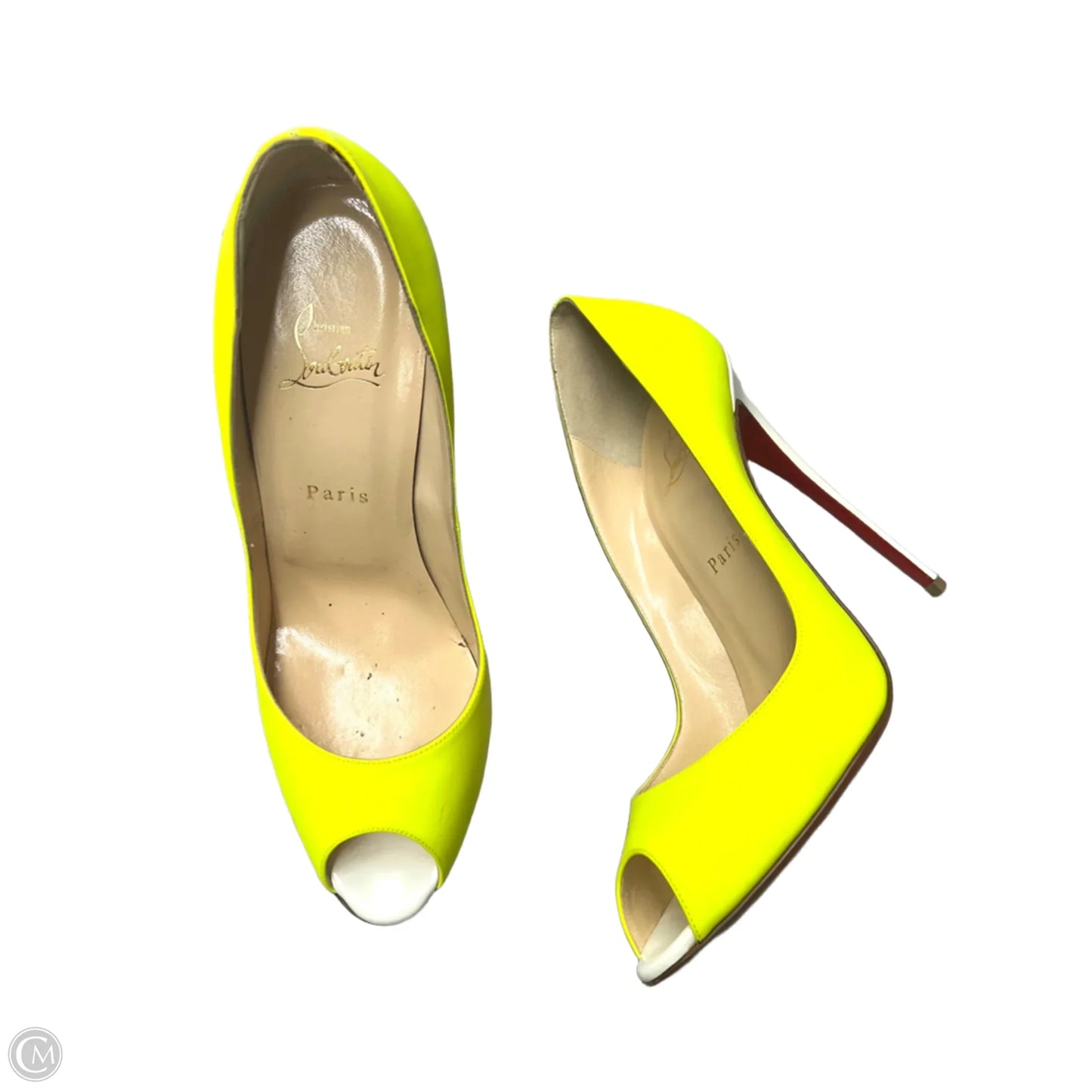 Shoes Luxury Designer By Christian Louboutin In Yellow, Size: 10.5