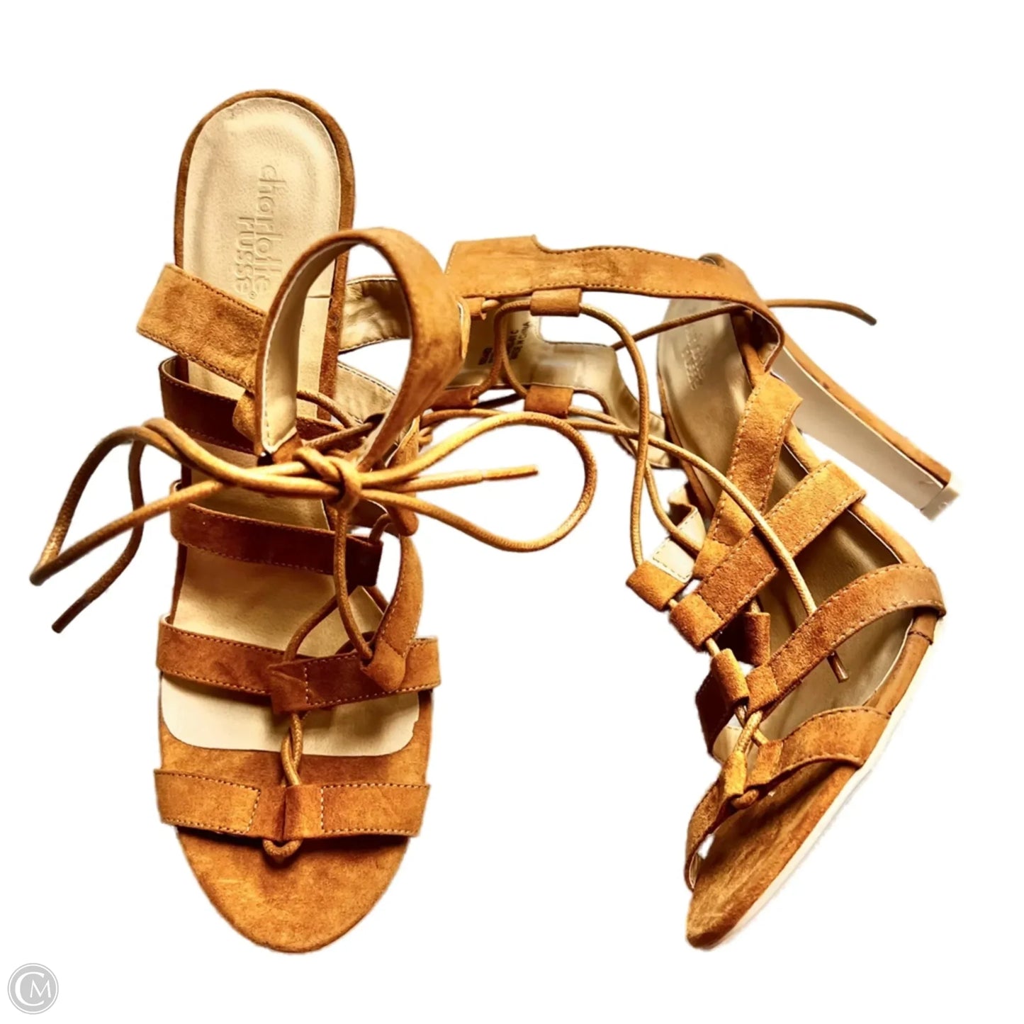 Sandals Heels Block By Charlotte Russe In Tan, Size: 10