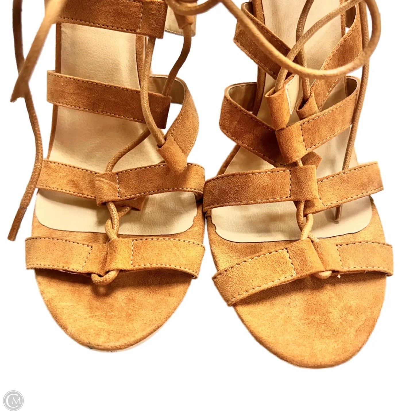Sandals Heels Block By Charlotte Russe In Tan, Size: 10