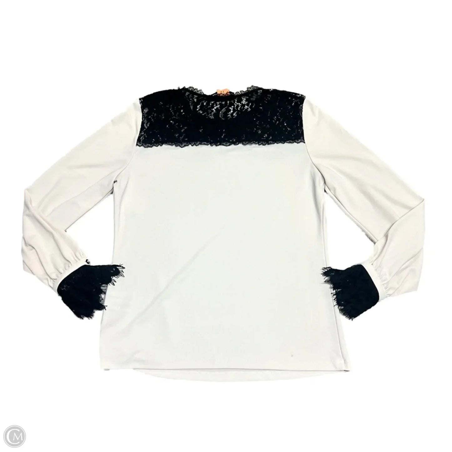 Top Long Sleeve Designer By Karl Lagerfeld In Black & Cream, Size: S