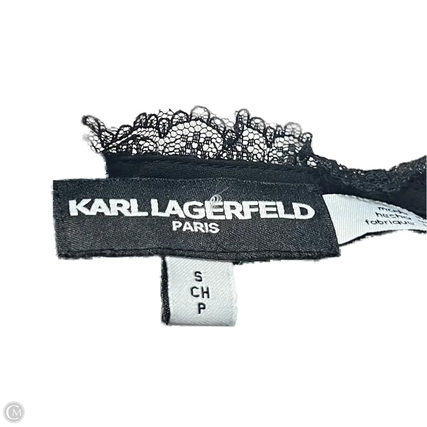 Top Long Sleeve Designer By Karl Lagerfeld In Black & Cream, Size: S