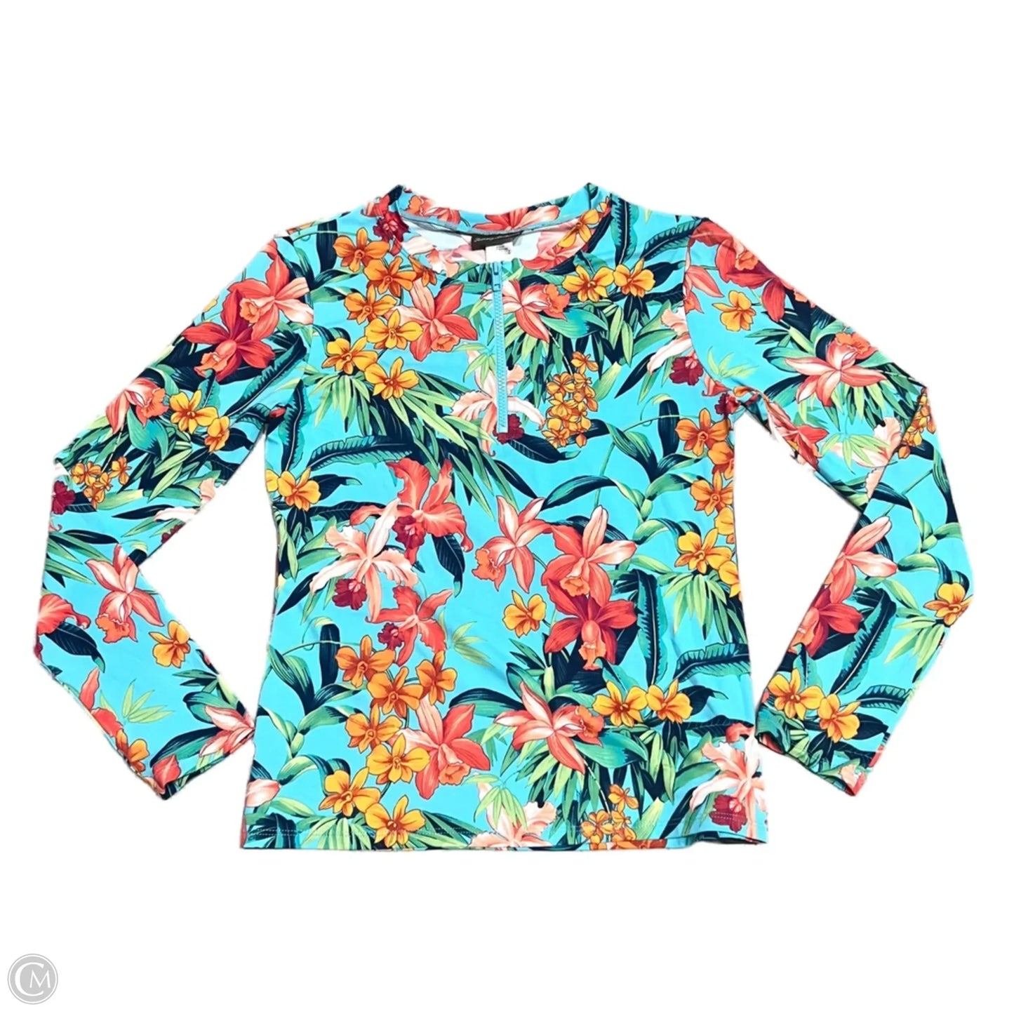 Top Long Sleeve By Tommy Bahama In Blue & Orange, Size: L