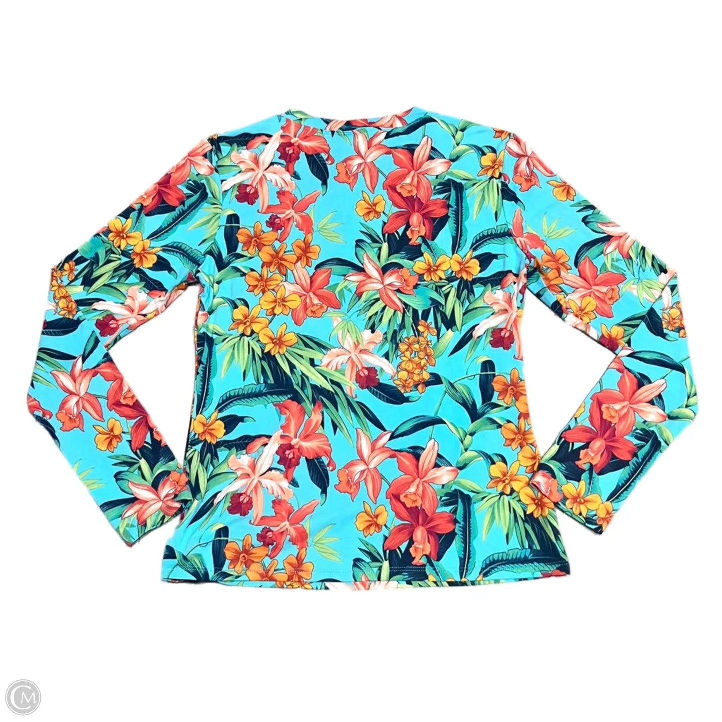 Top Long Sleeve By Tommy Bahama In Blue & Orange, Size: L