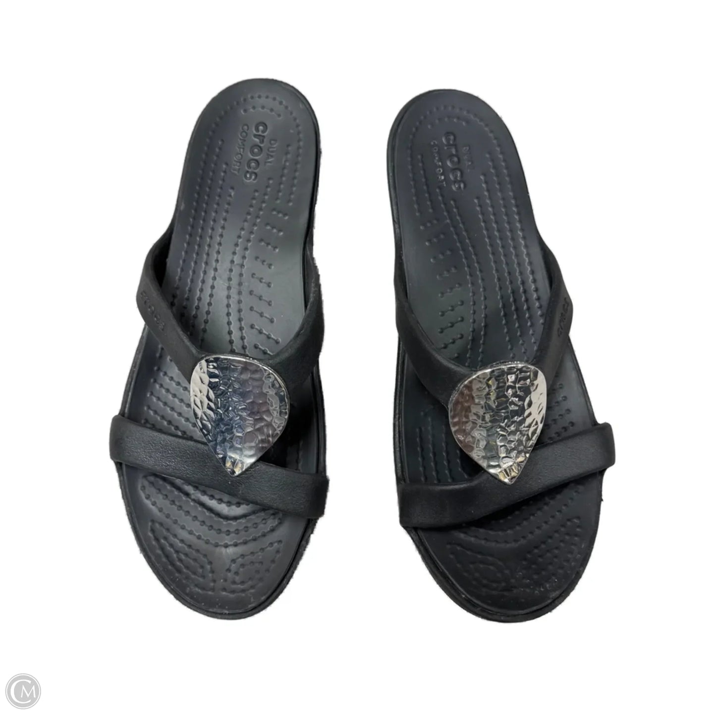 Sandals Flats By Crocs In Black, Size: 8