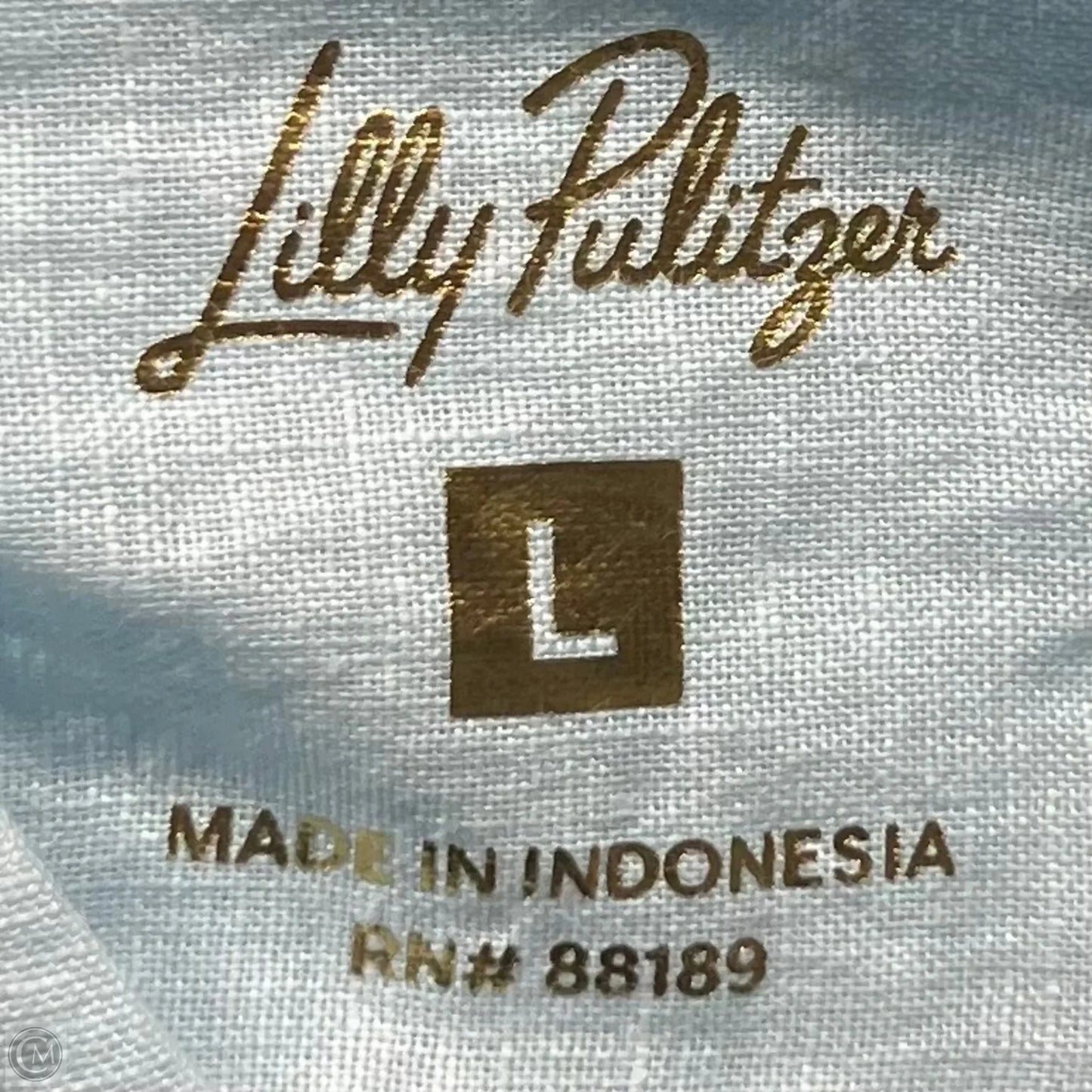 Top Short Sleeve Designer By Lilly Pulitzer In Blue, Size: L