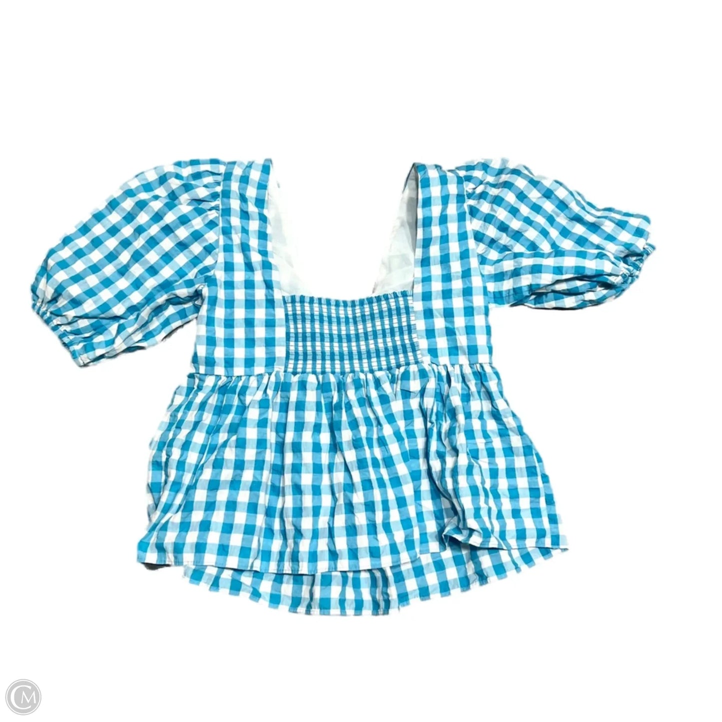 Top Short Sleeve Designer By Lilly Pulitzer In Blue & White, Size: M