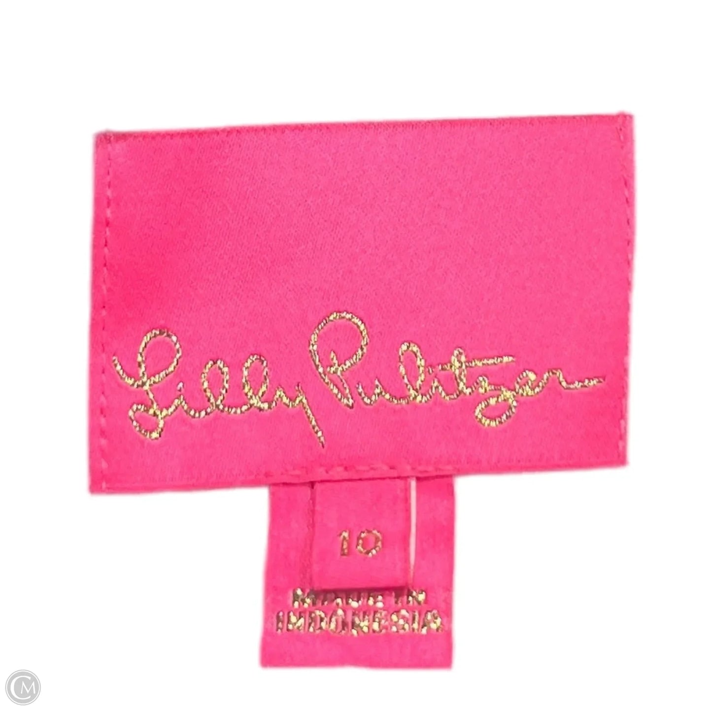 Top Short Sleeve Designer By Lilly Pulitzer In Blue & White, Size: M