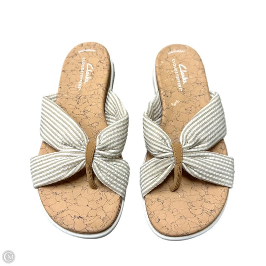 Sandals Flats By Clarks In Cream & Tan, Size: 7