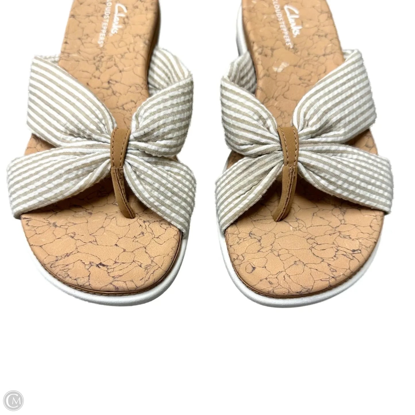 Sandals Flats By Clarks In Cream & Tan, Size: 7