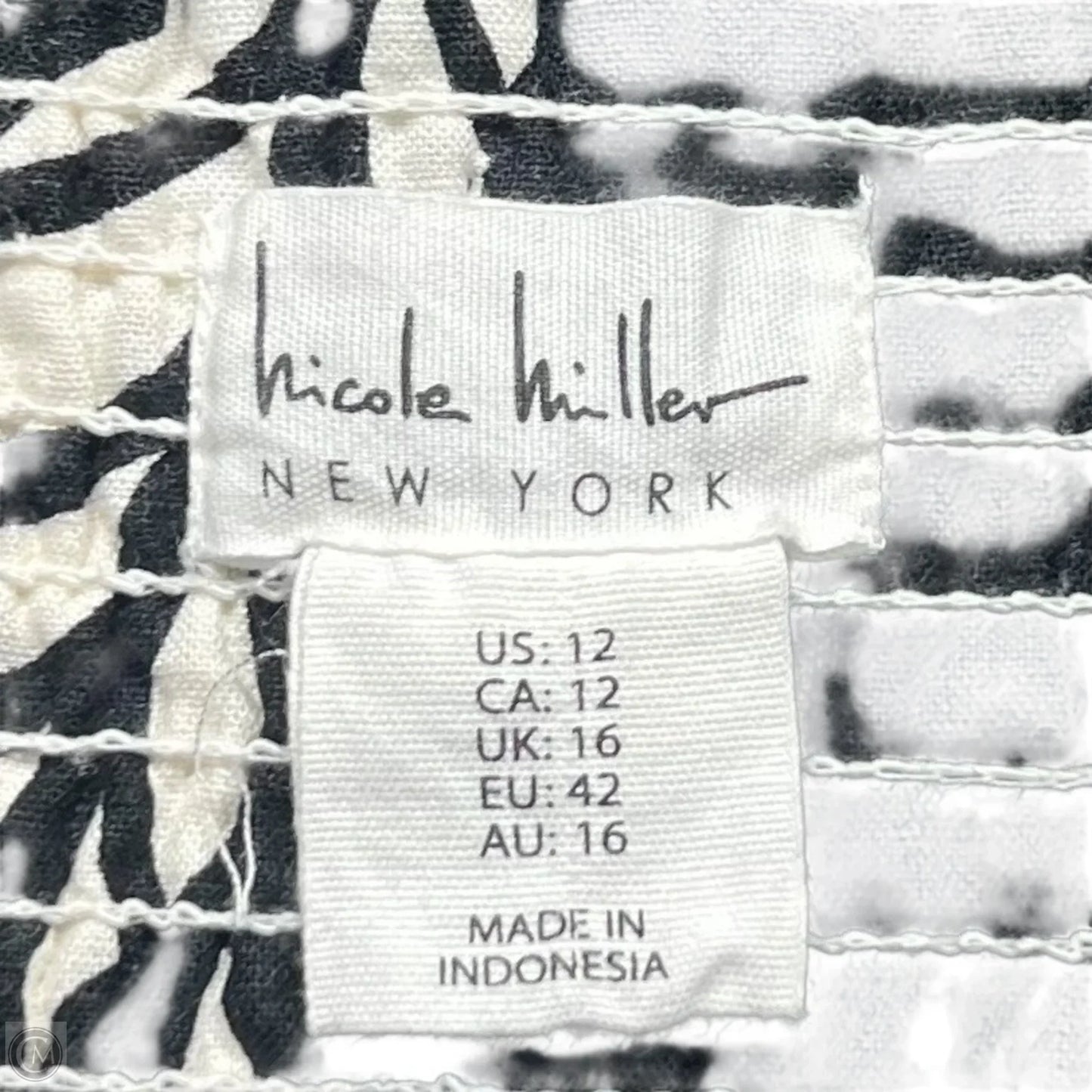 Dress Casual Maxi By Nicole Miller In Black & Cream, Size: L