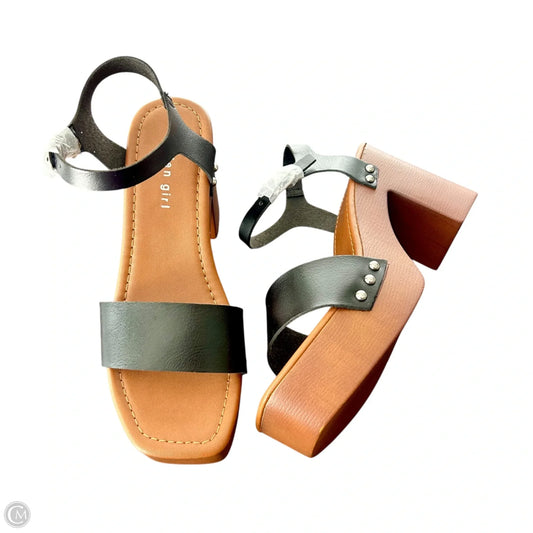 Sandals Heels Block By Madden Girl In Black & Tan, Size: 8
