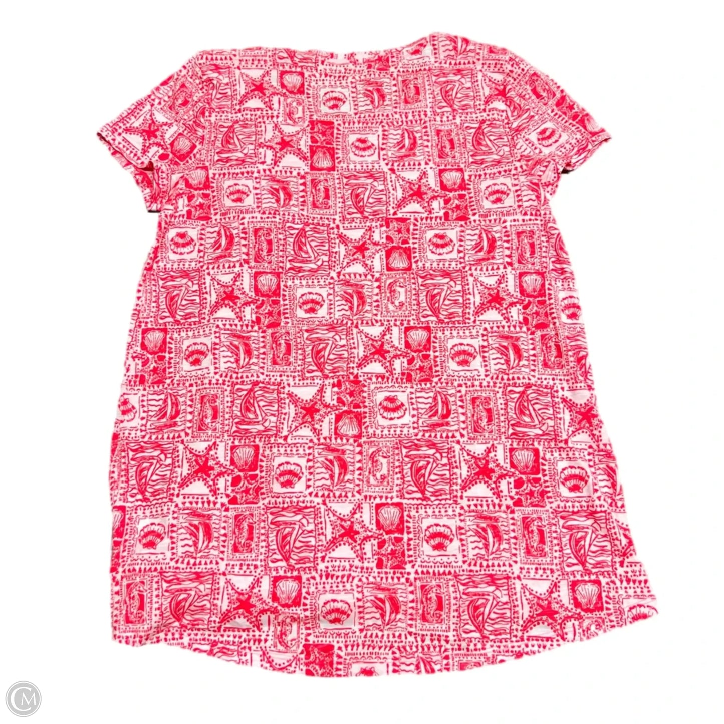 Top Short Sleeve Designer By Lilly Pulitzer In Orange & White, Size: S