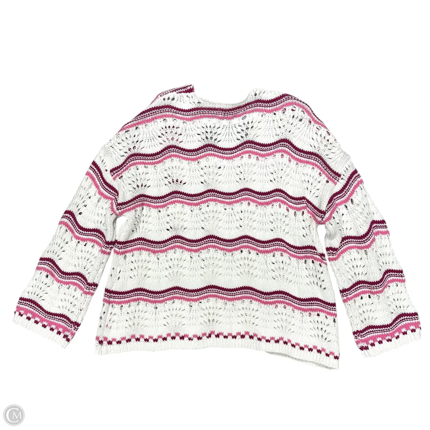 Sweater By Loft In Pink & White, Size: Xl