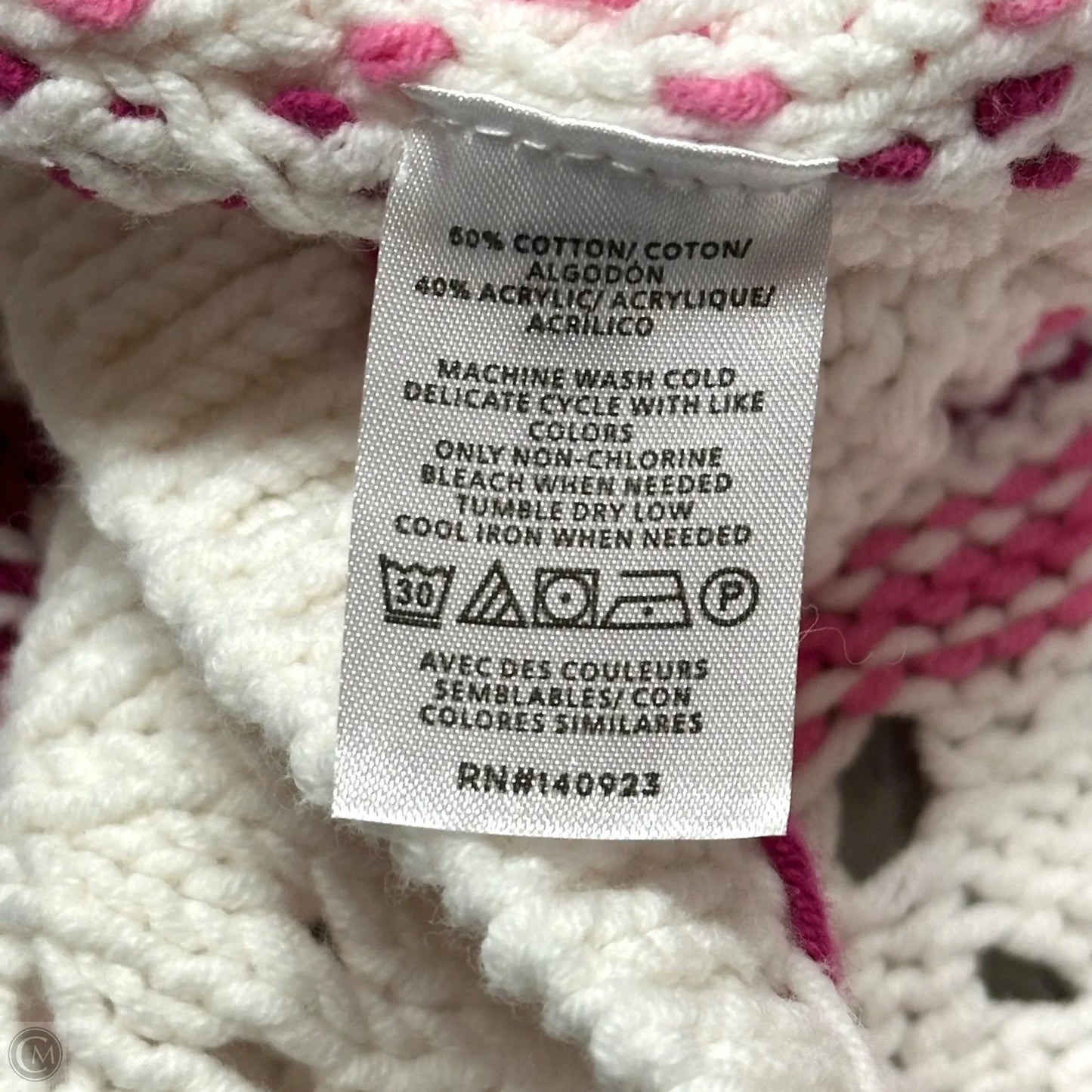 Sweater By Loft In Pink & White, Size: Xl