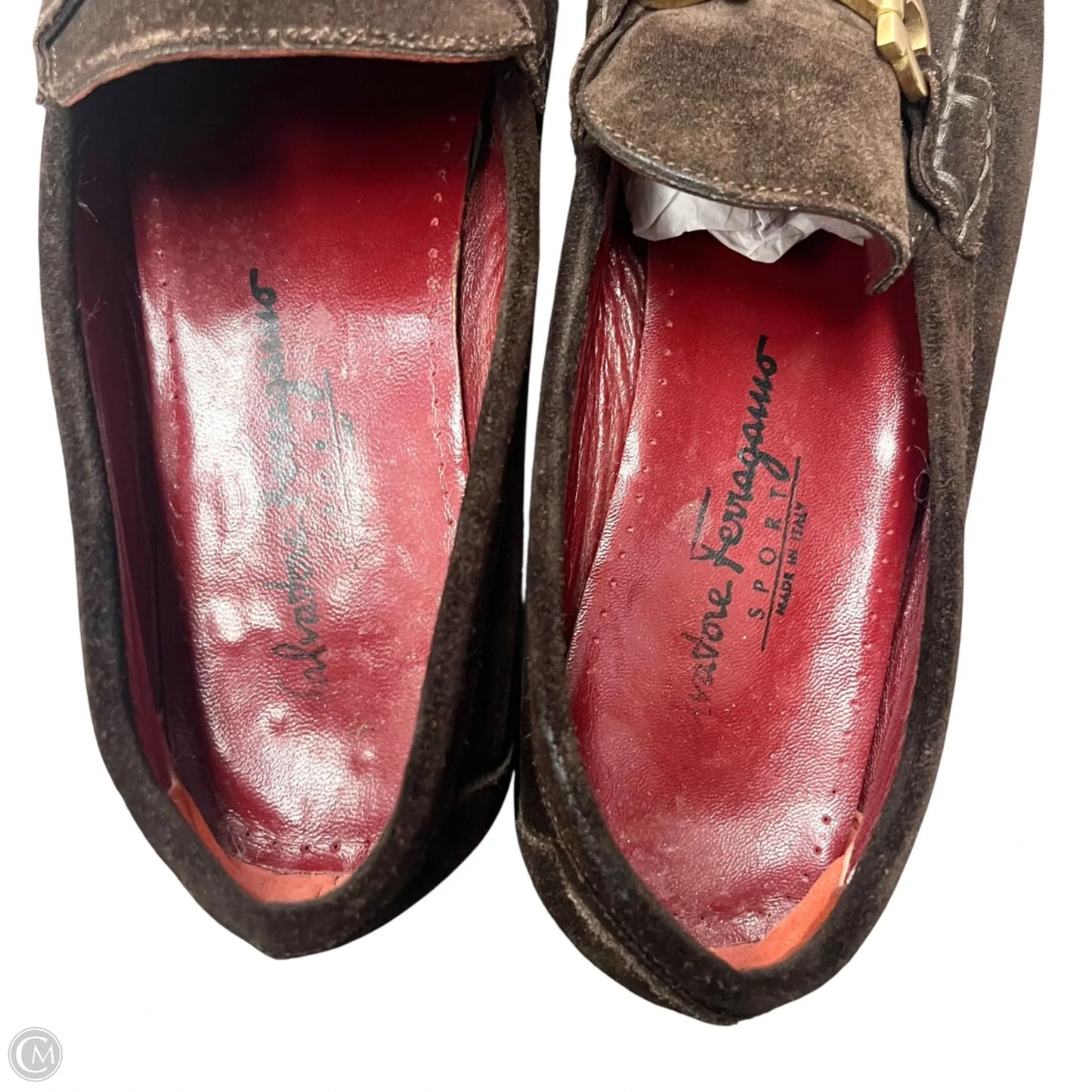 Shoes Luxury Designer By Ferragamo In Brown, Size: 9